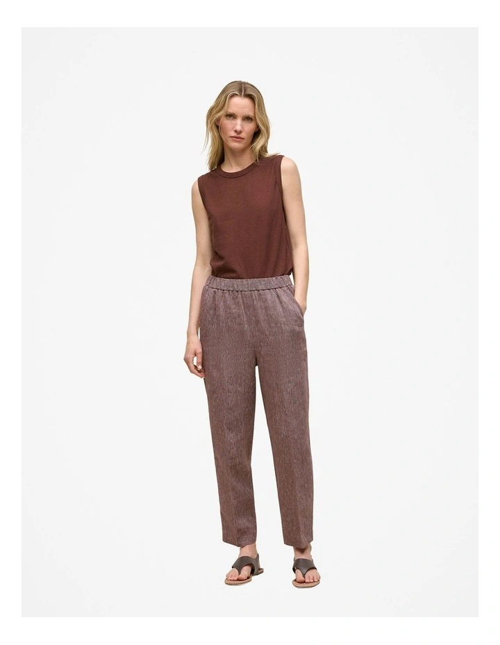 Linen End On End Stripe Relaxed Pant in Espresso image 2