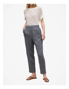 Linen End On End Stripe Relaxed Pant in Night Sky