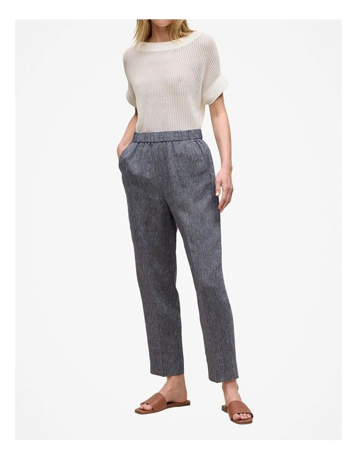 Linen End On End Stripe Relaxed Pant in Night Sky image 1