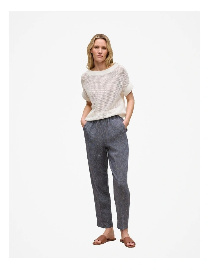 Linen End On End Stripe Relaxed Pant in Night Sky image 2