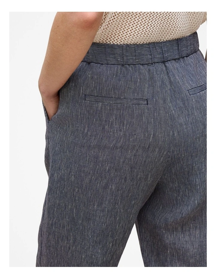 Linen End On End Stripe Relaxed Pant in Night Sky image 3