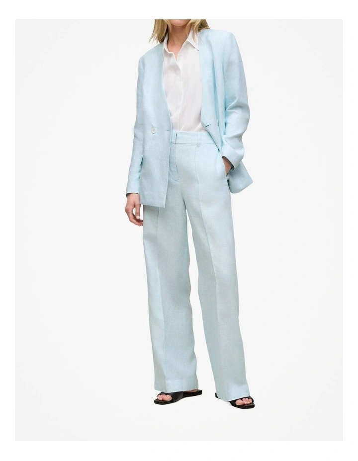 Linen Tailored Wide Leg Pant in Pastel Blue image 1