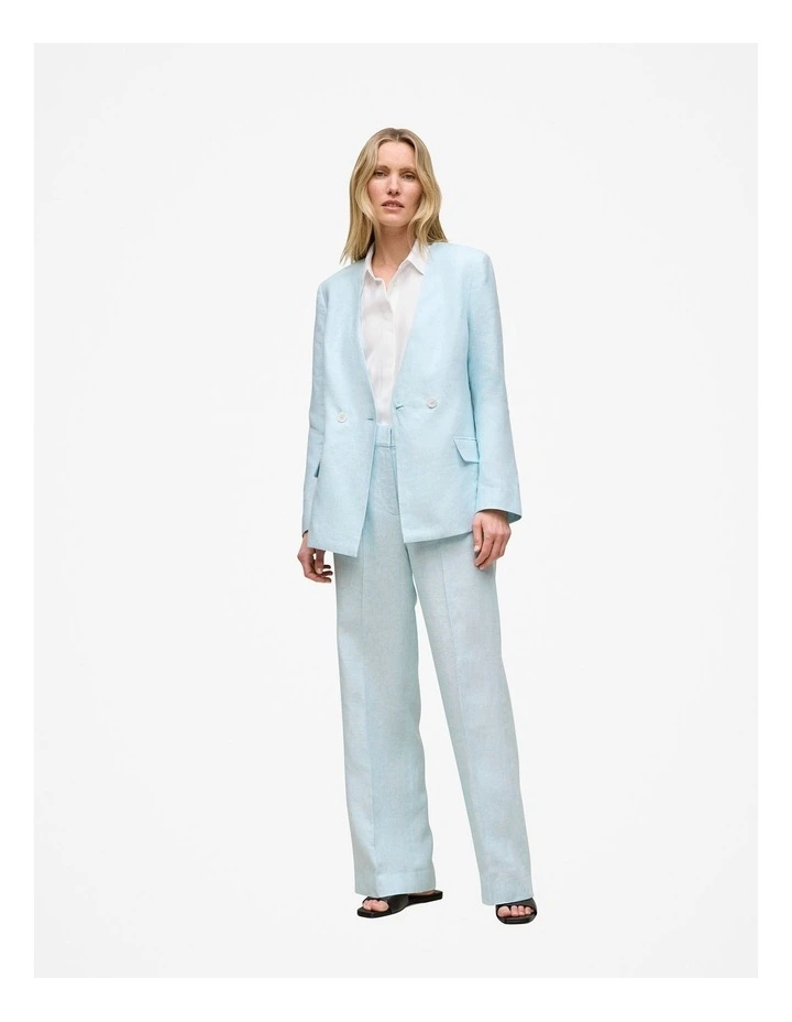 Linen Tailored Wide Leg Pant in Pastel Blue image 3