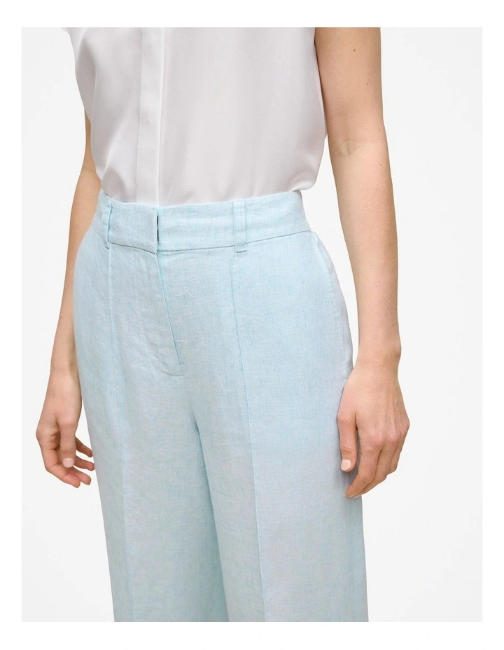 Linen Tailored Wide Leg Pant in Pastel Blue image 4