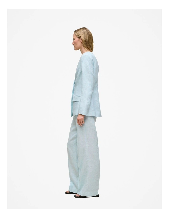 Linen Tailored Wide Leg Pant in Pastel Blue image 5