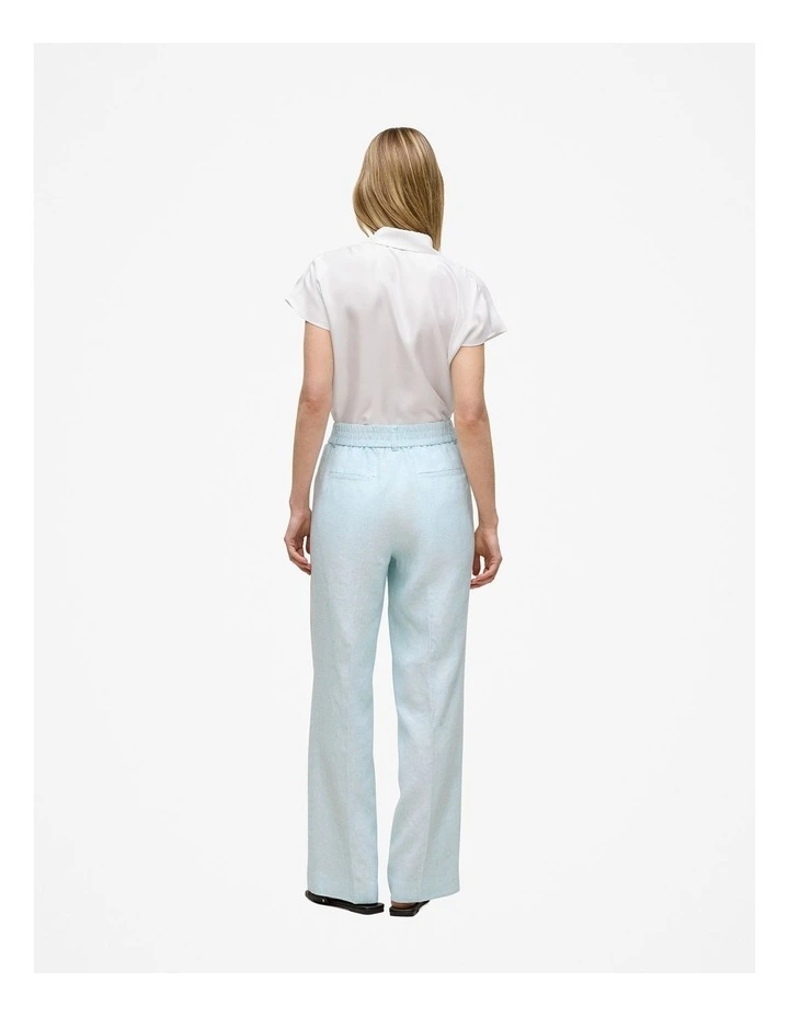 Linen Tailored Wide Leg Pant in Pastel Blue image 6