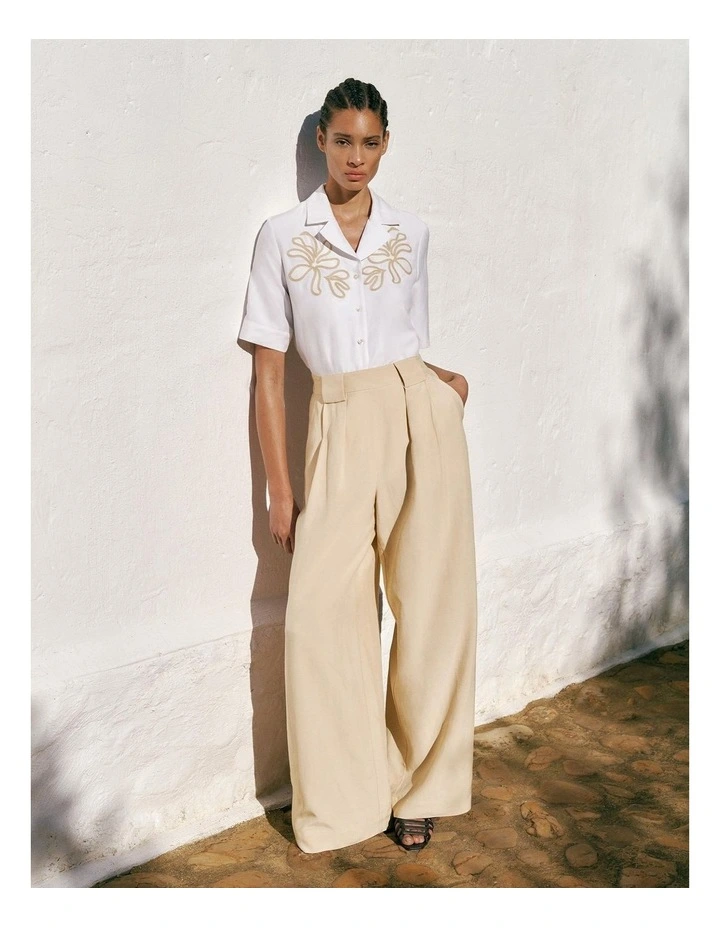 Pleat Front Wide Leg Pant in Sand image 2