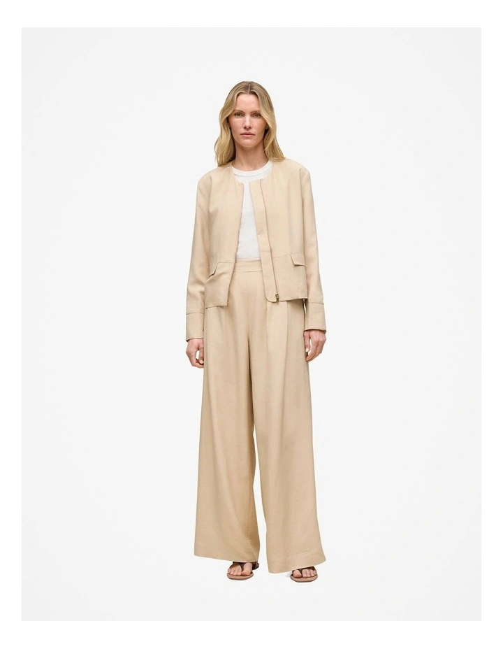 Pleat Front Wide Leg Pant in Sand image 3
