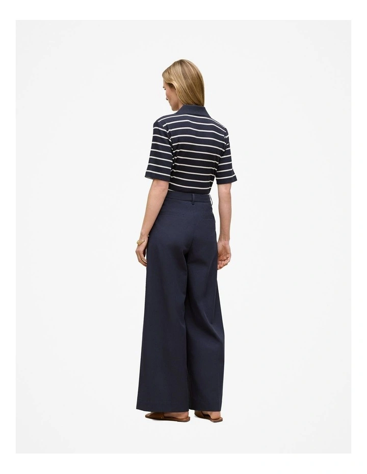 Cotton Blend Tailored Wide Leg Pant in Night Sky image 5