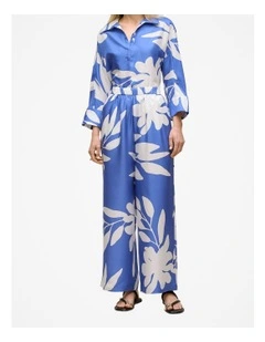 Marea Silk Twill Relaxed Pant in Vivid Blue