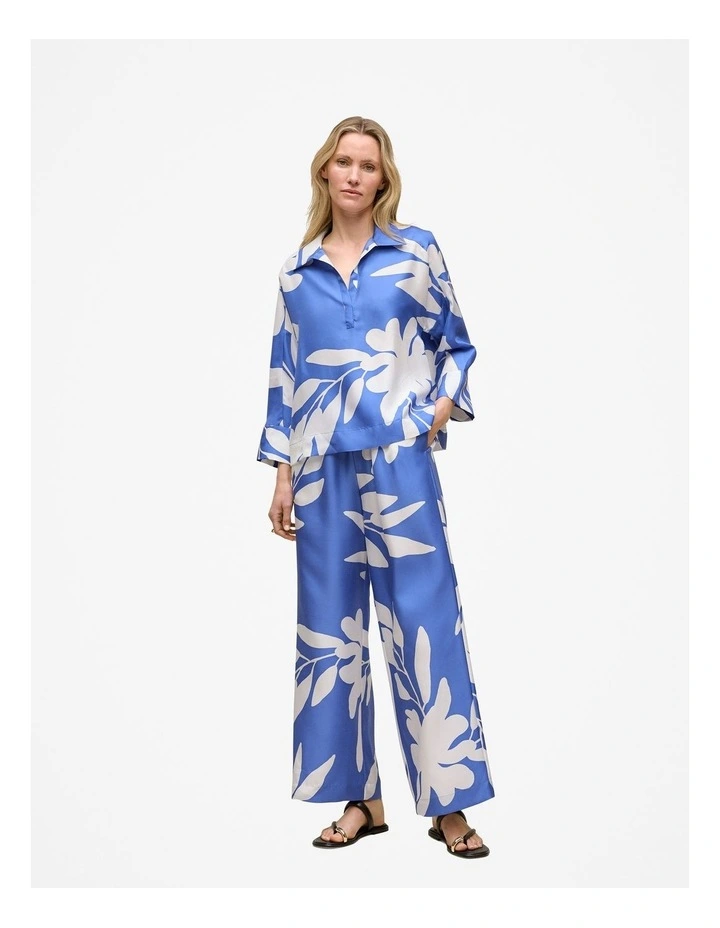 Marea Silk Twill Relaxed Pant in Vivid Blue image 2