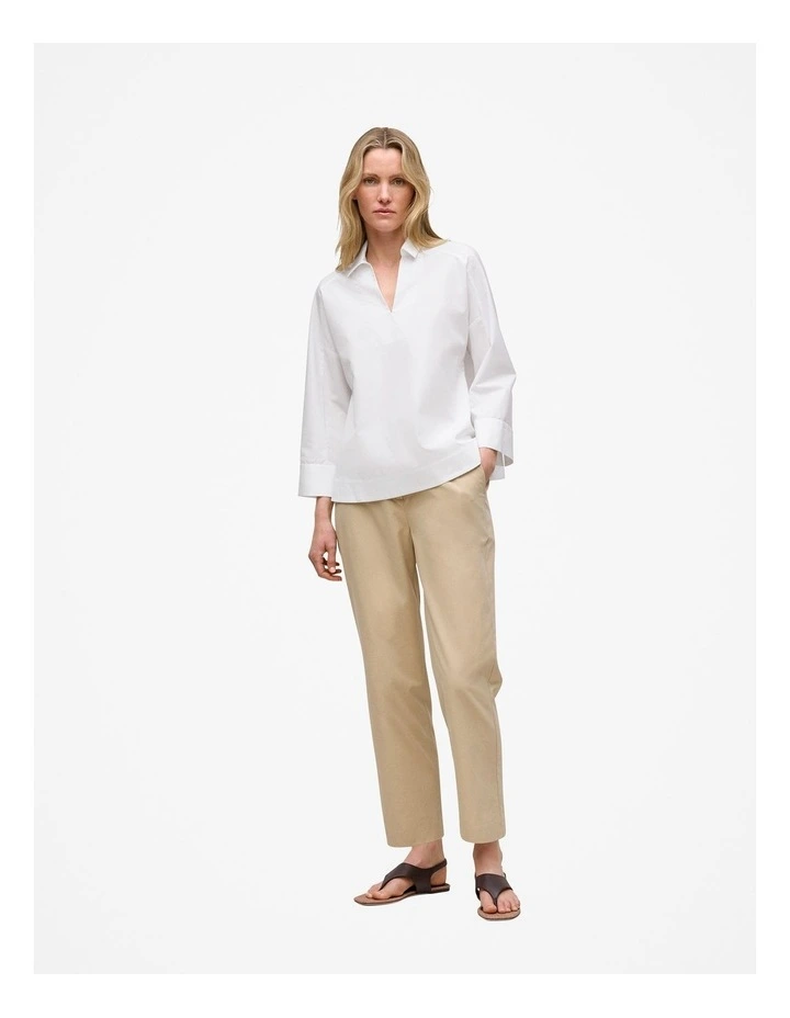 Cotton Blend Tailored Straight Leg Pant in Sand image 2