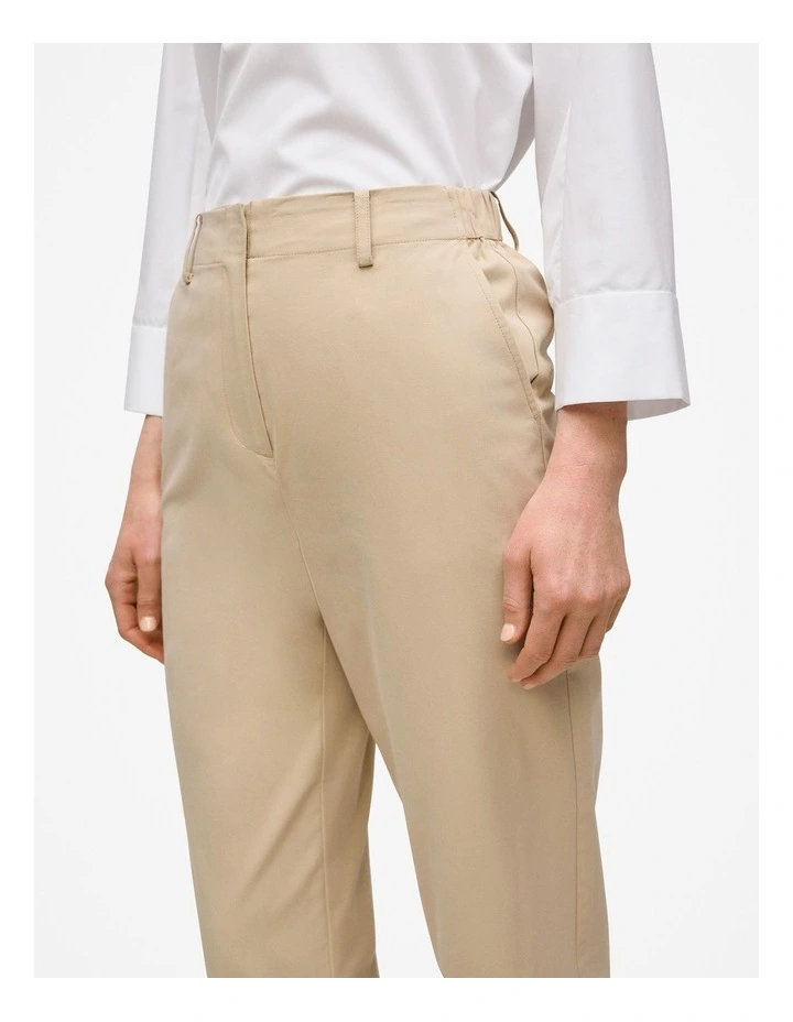 Cotton Blend Tailored Straight Leg Pant in Sand image 3