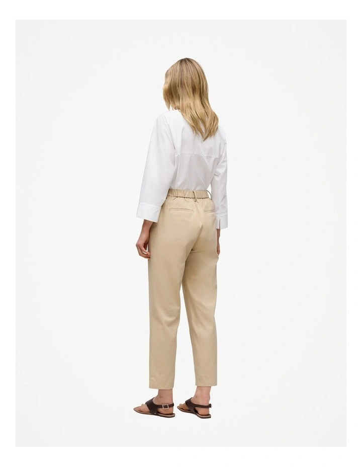 Cotton Blend Tailored Straight Leg Pant in Sand image 4