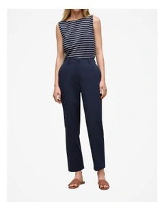 Cotton Blend Tailored Straight Leg Pant in Night Sky