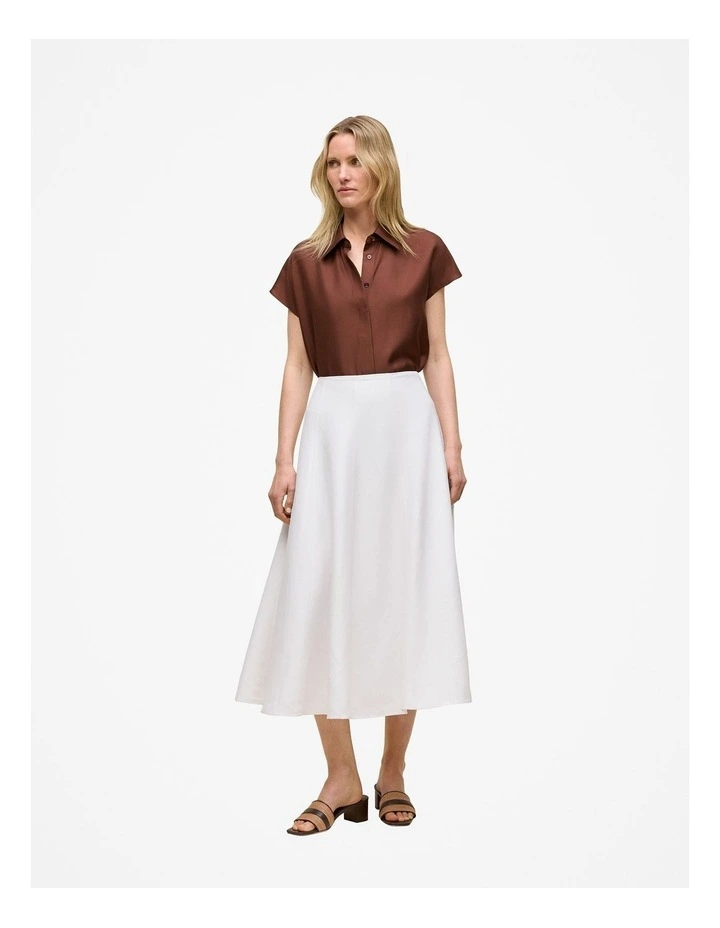 Silk Twill Cap Sleeve Shirt in Espresso image 2