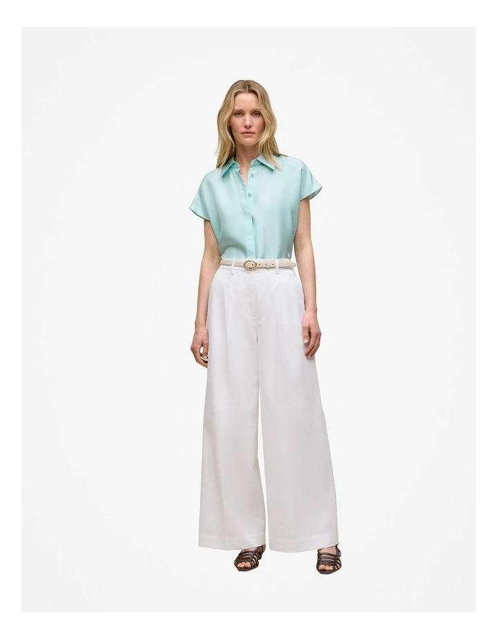 Silk Twill Cap Sleeve Shirt in Pastel Blue image 2
