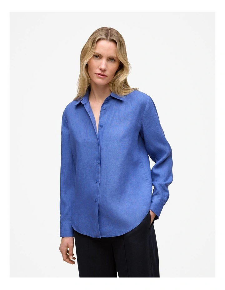 Delave Linen Shirt in Vivid Blue image 1