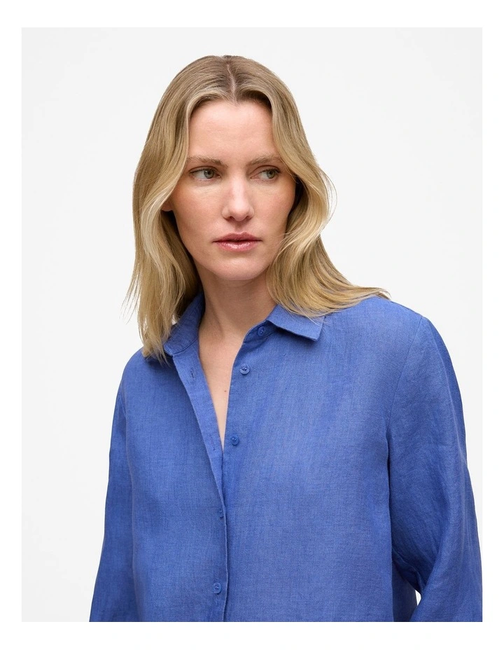 Delave Linen Shirt in Vivid Blue image 3