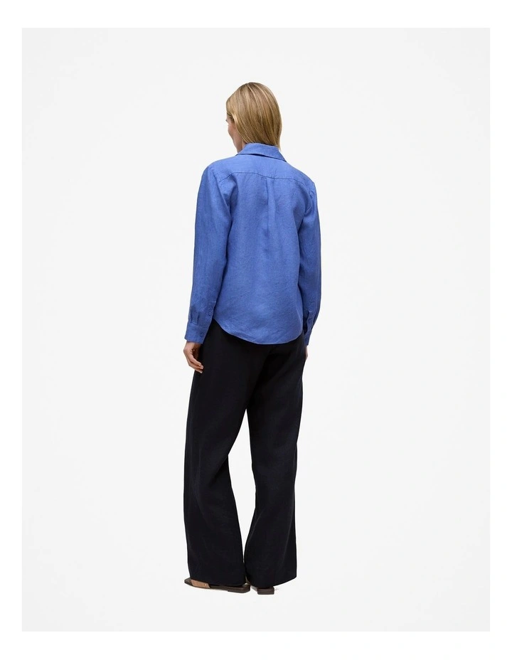 Delave Linen Shirt in Vivid Blue image 5