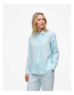 Linen Classic Shirt in Pastel Blue