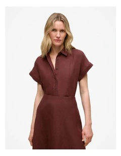 Delave Linen Cap Sleeve Shirt in Espresso