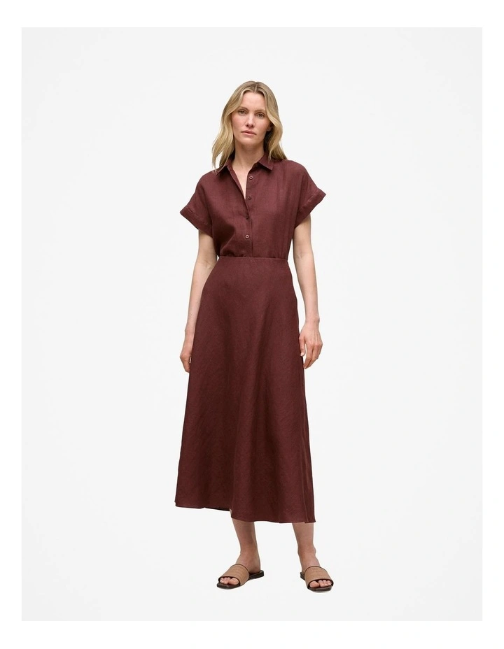 Delave Linen Cap Sleeve Shirt in Espresso image 2
