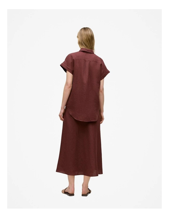Delave Linen Cap Sleeve Shirt in Espresso image 4