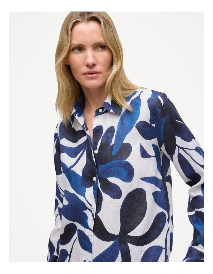 Marea Linen Classic Shirt in White image 3