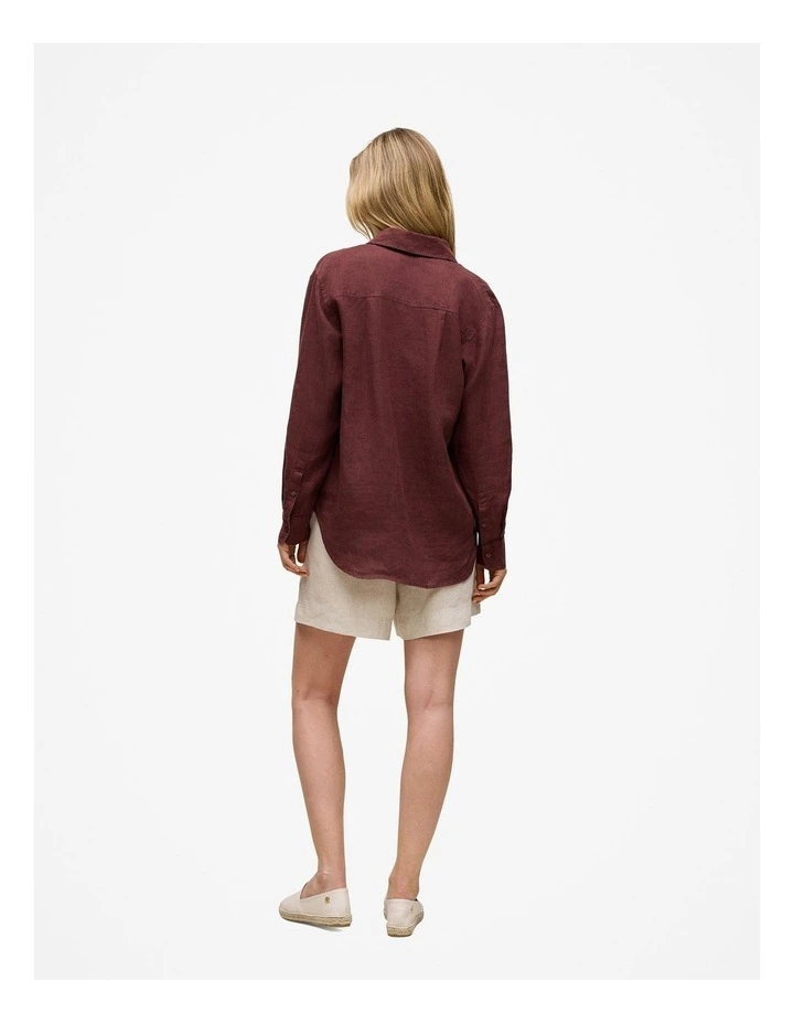 Delave Linen Half Placket Shirt in Espresso image 4