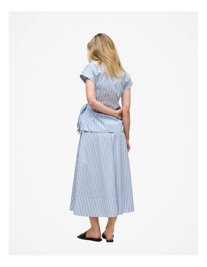 Jacquard Stripe Poplin Tie Front Shirt in Pastel Blue image 6