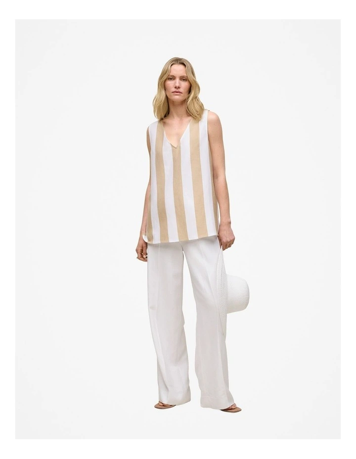 Cabana Stripe V Neck Trapeze Tank in Sand image 2
