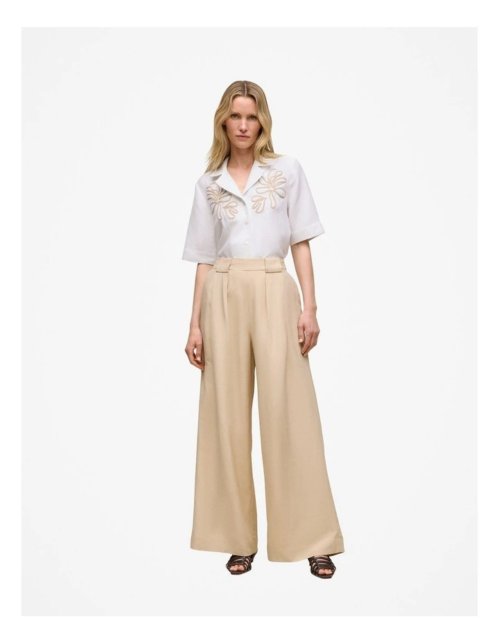 Marea Embroidered Short Sleeve Shirt in White image 3