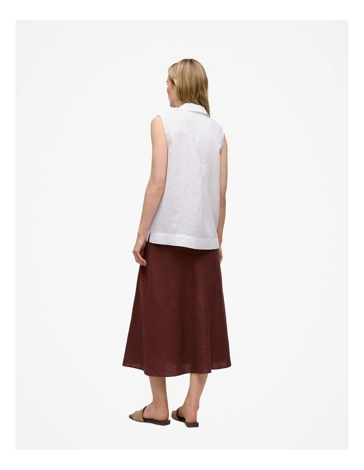 Linen Sleeveless Shirt in White image 4