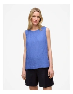 Delave Linen Shell Tank in Vivid Blue