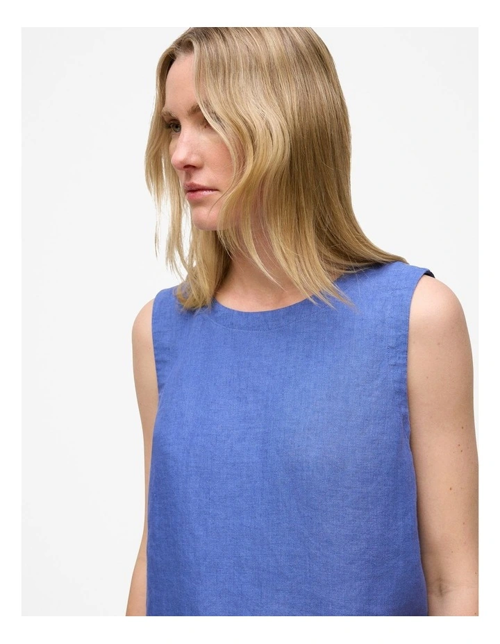 Delave Linen Shell Tank in Vivid Blue image 3