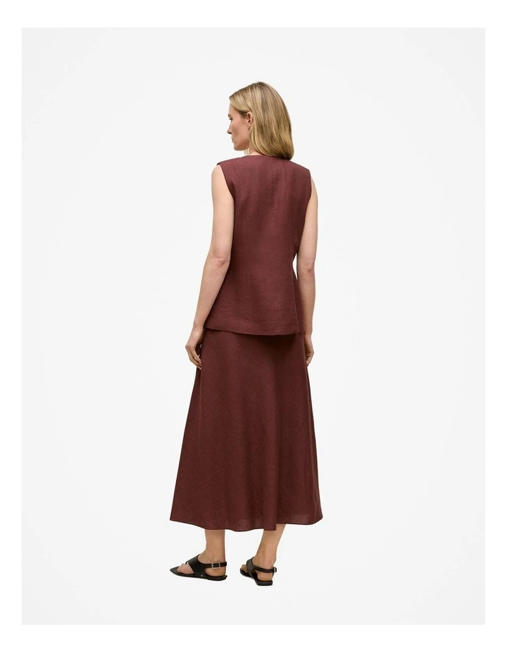 Delave Linen Button Through Vest in Espresso image 4