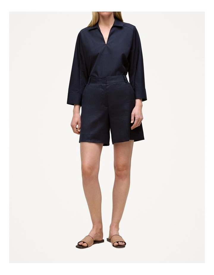 Stretch Linen Blend Tailored Short in Night Sky image 1