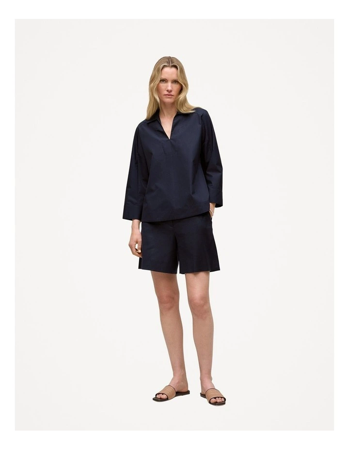 Stretch Linen Blend Tailored Short in Night Sky image 3