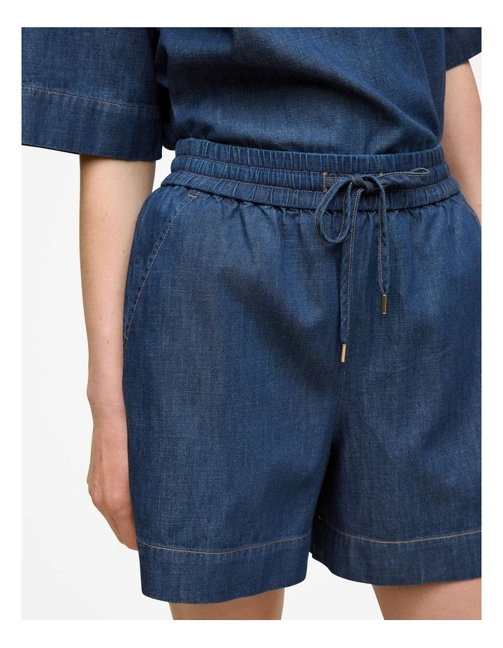 Soft Denim Drawcord Short in Mid Blue image 4