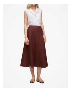 Delave Linen Bias Skirt in Espresso