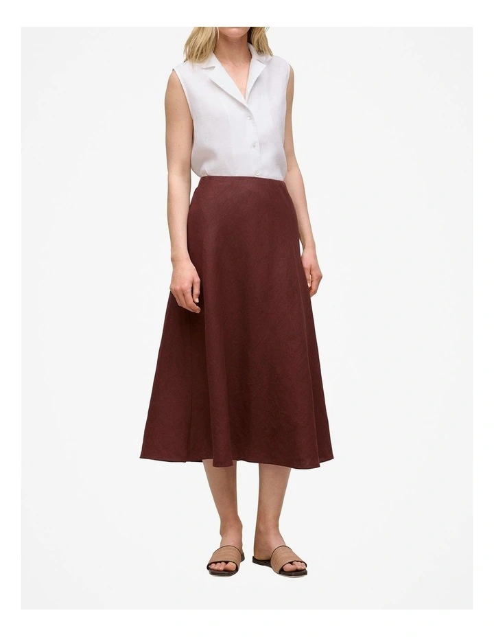 Delave Linen Bias Skirt in Espresso image 1