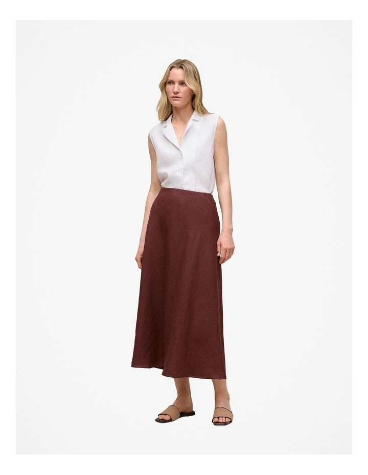 Delave Linen Bias Skirt in Espresso image 2