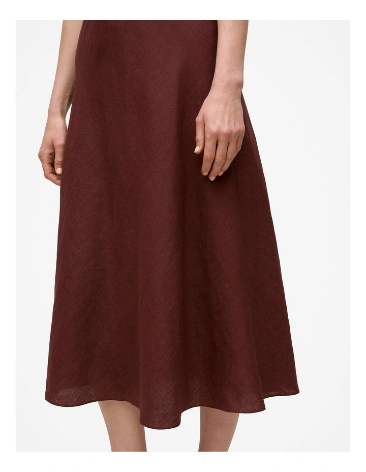 Delave Linen Bias Skirt in Espresso image 3