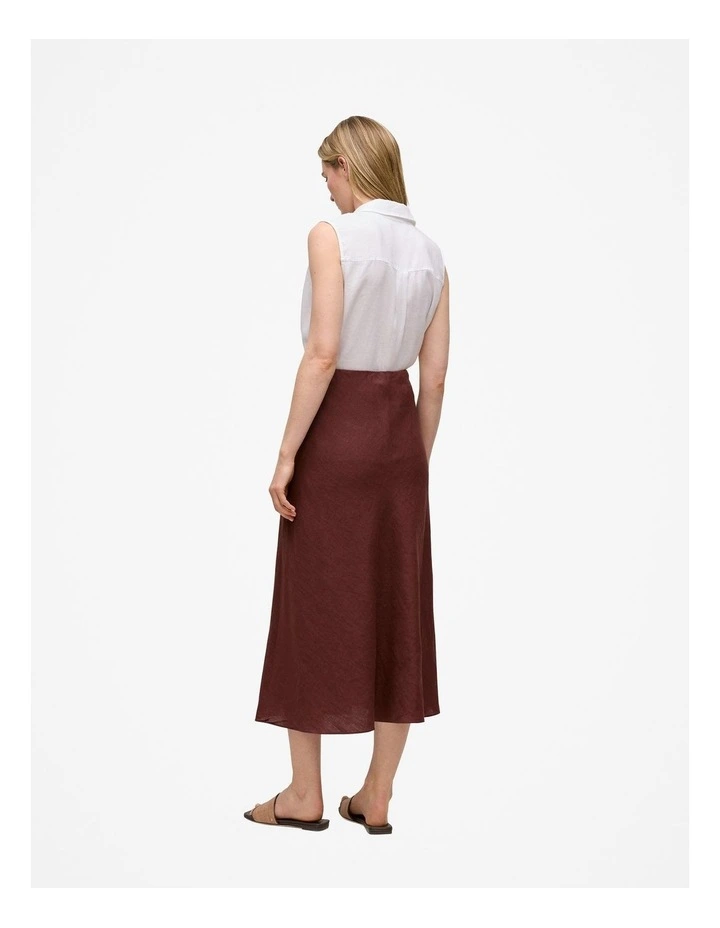 Delave Linen Bias Skirt in Espresso image 4