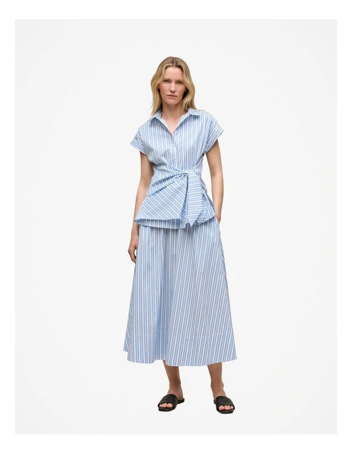 Jacquard Stripe Poplin Skirt in Pastel Blue image 3