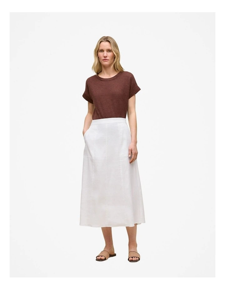 Stretch Linen Patch Pocket Skirt in White image 2