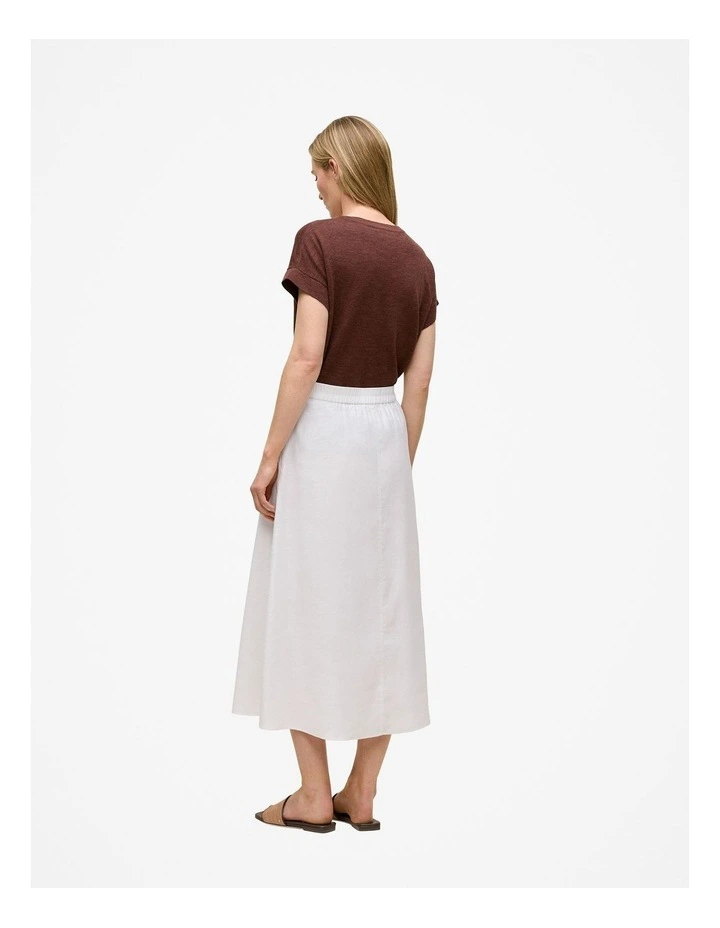 Stretch Linen Patch Pocket Skirt in White image 4