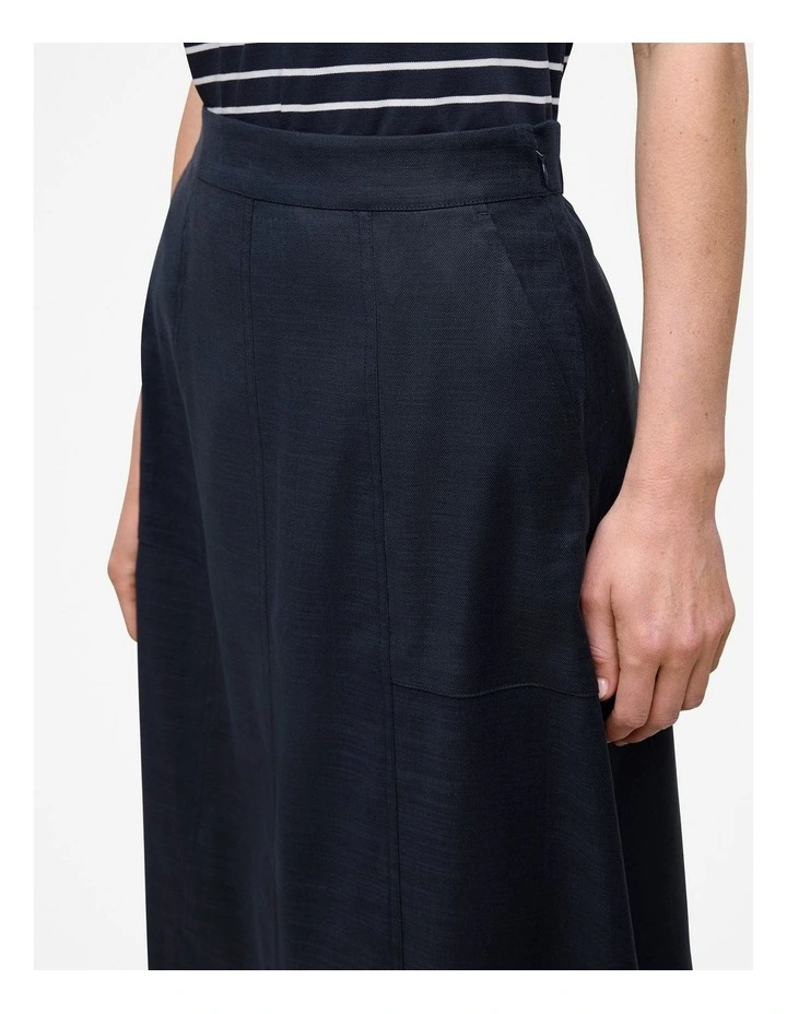 Stretch Linen Patch Pocket Skirt in Night Sky image 3