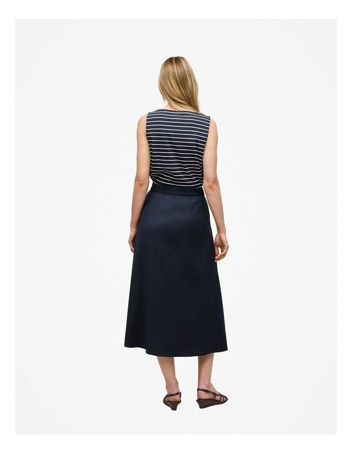 Stretch Linen Patch Pocket Skirt in Night Sky image 4